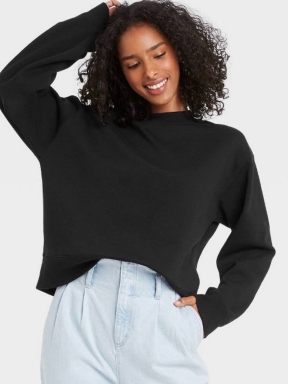 a new day Black Crewneck Sweatshirt